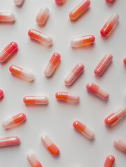 Pills laying on white background 