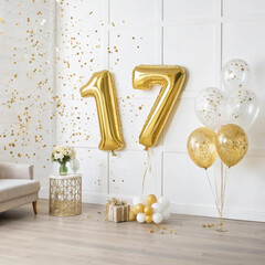 happy birthday balloons, gold balloons, birthday party decoration, festive celebration,