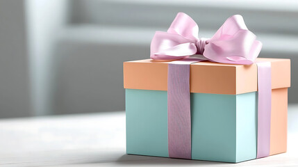 A gift box with a pink bow on top of it. generated using AI