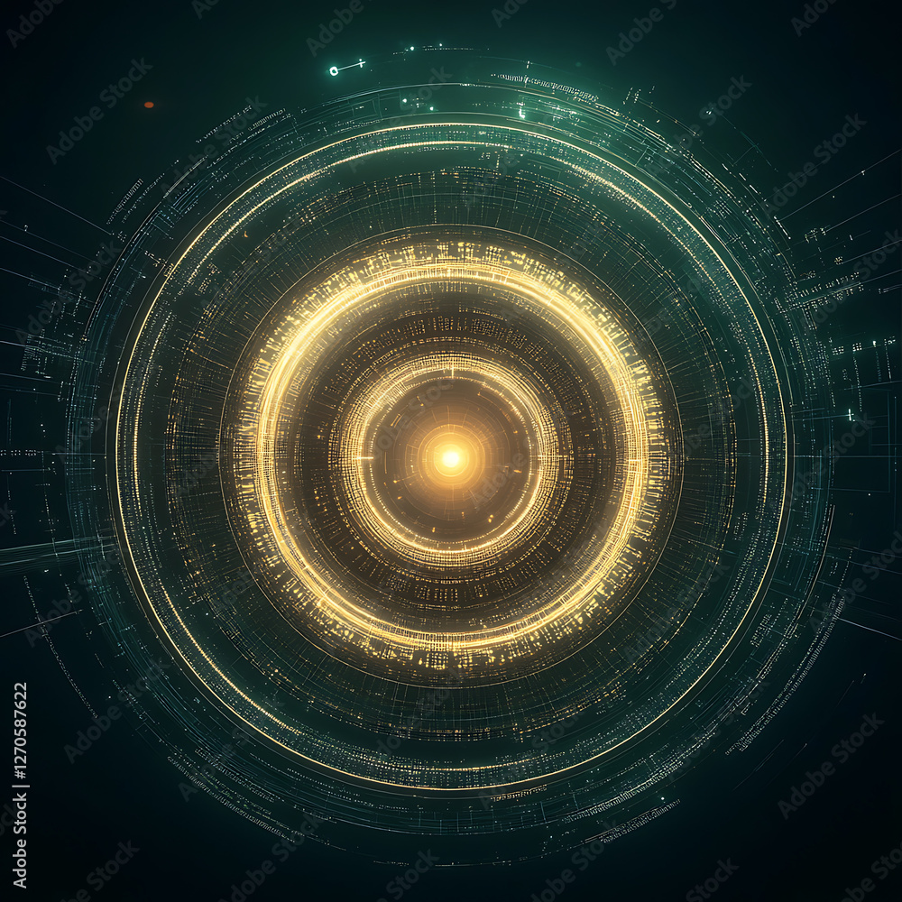 Poster digital information core energy field data stream nexus abstract scifi technological system