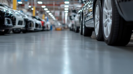 Fototapeta premium Cars in a factory production line