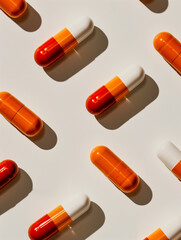 Pills laying on white background 