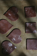 preparing of chocolate cookies, Japanese style Valentine's and White Day homemade sweets
