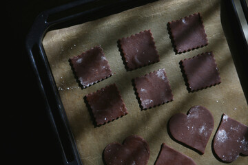 preparing of chocolate cookies, Japanese style Valentine's and White Day homemade sweets