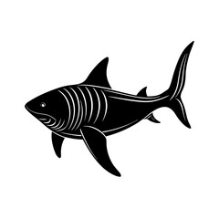Striped Shark Silhouette Ocean Predator Aquatic Animal Vector Illustration Graphic Design