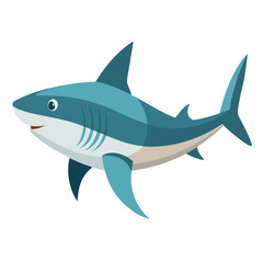 A Cute Cartoon Shark Illustration Swimming in the Ocean