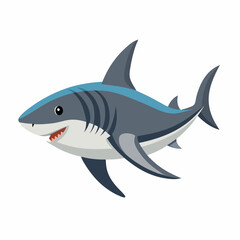 Adorable Cartoon Shark Illustration Great White Shark Ocean Animal Sea Life Marine Wildlife