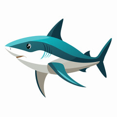 A Cute Cartoon Shark Illustration Featuring Teal and White Color Scheme