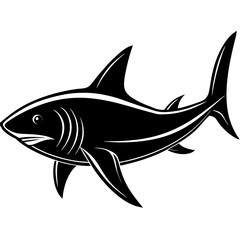 Stylized Black and White Shark Illustration Vector Graphic Design Image