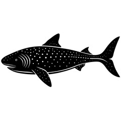 A Black and White Illustration of a Whale Shark a Gentle Giant of the Ocean