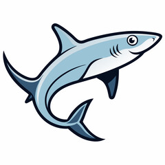 A Cartoon Illustration of a Happy Blue Shark Swimming