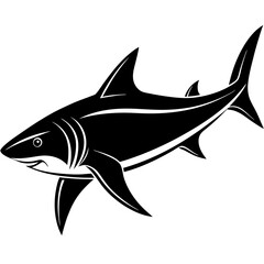 Stylized Black and White Shark Illustration Vector Graphic Design