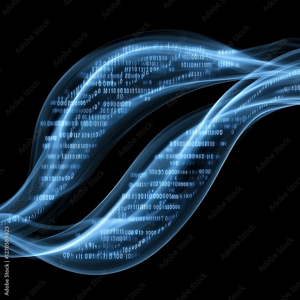 Aufkleber digital streams with binary code abstract technology data information transmission concept artwork