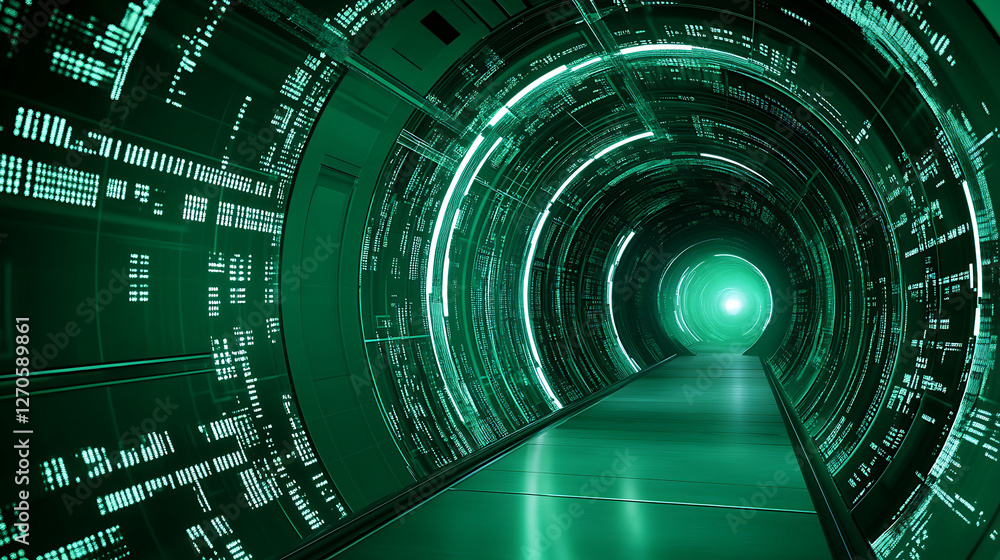 Poster digital tunnel vision futuristic technology structure and architecture sci fi design green 93 char