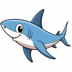 Fototapeta premium Adorable Cartoon Shark Illustration Friendly Sea Creature Ocean Animal