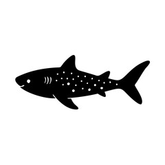A Simple Black Silhouette of a Whale Shark Swimming in the Ocean