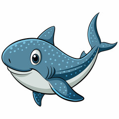 Adorable Cartoon Whale Shark Illustration Happy Smiling Underwater Creature Ocean Animal