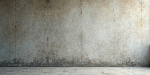 Empty Room with Weathered Concrete Wall and Floor, Ideal for Design and Architectural Presentation