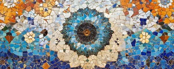 Decorative mosaic panel showing radial symmetry and geometric shapes