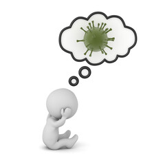 Upset 3D Character Thinking About a Virus