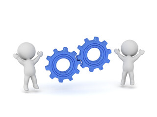 Happy 3D Characters with Two Gears