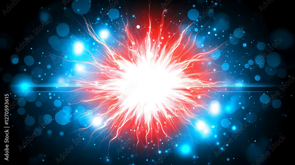 Poster dynamic burst of light and energy in deep space abstract background design composition