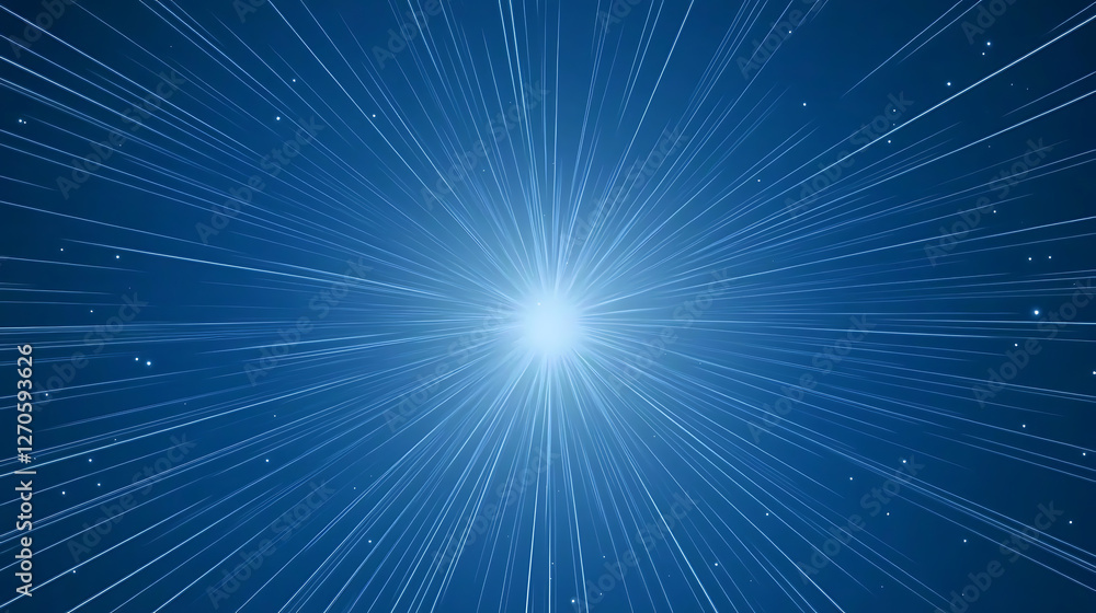 Poster dynamic blue light burst abstract energy background visual effect and hyper speed line motion