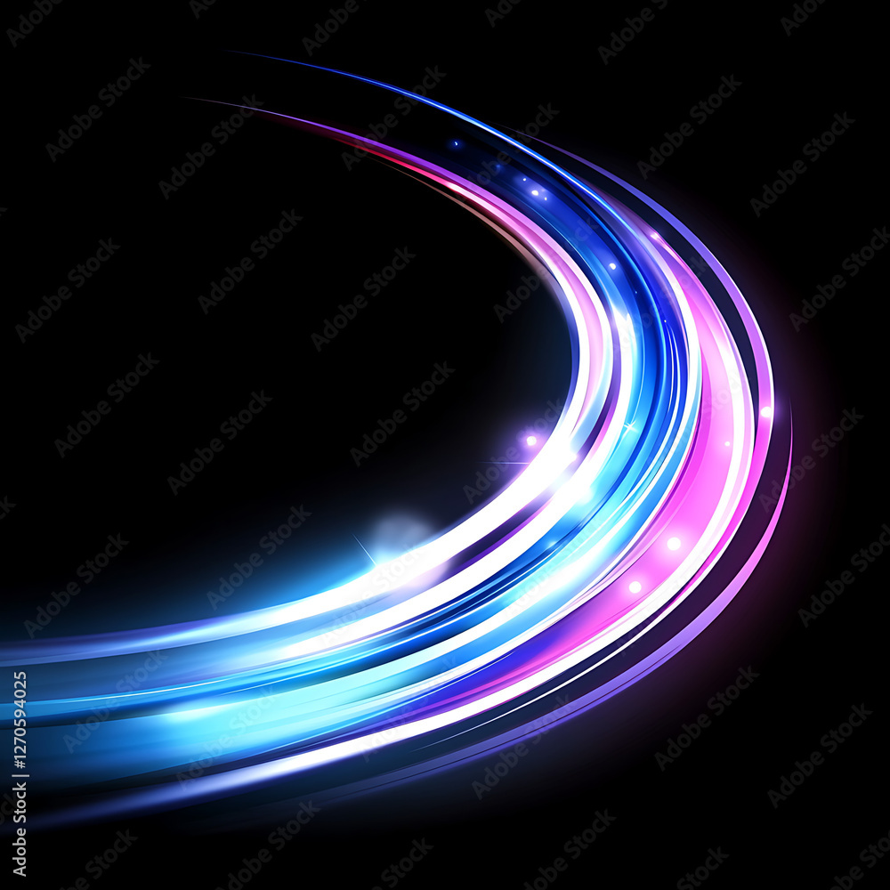 Poster dynamic curved light streaks on dark background a stylish visual design element for technology proje