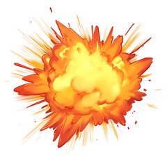Dynamic Energy Burst Explosive Radiance Intense Combustion Cartoon Style Visual Graphic Element