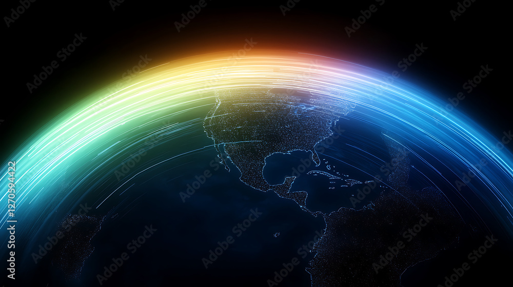 Poster Dynamic Global Network Connectivity Visualization with Energetic Light Streams and World Outline