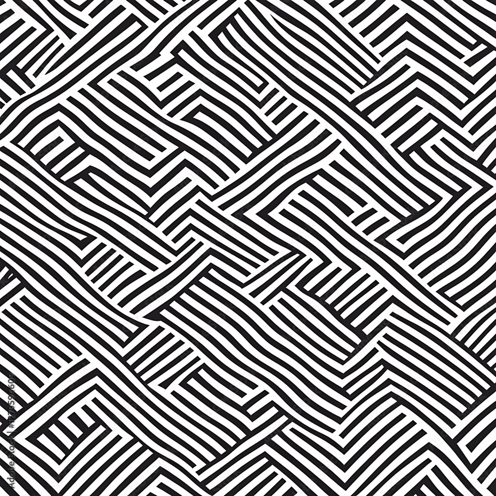 Poster dynamic interplay of black and white line pattern geometric abstract visual design element