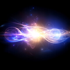 Obraz premium Dynamic Plasma Energy Field in a Symphony of Light and Color Bursting Across the Dark Void of Space