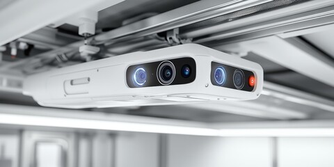 Fototapeta premium Intelligent transportation monitoring dual ptz cameras for vehicle tracking in urban areas