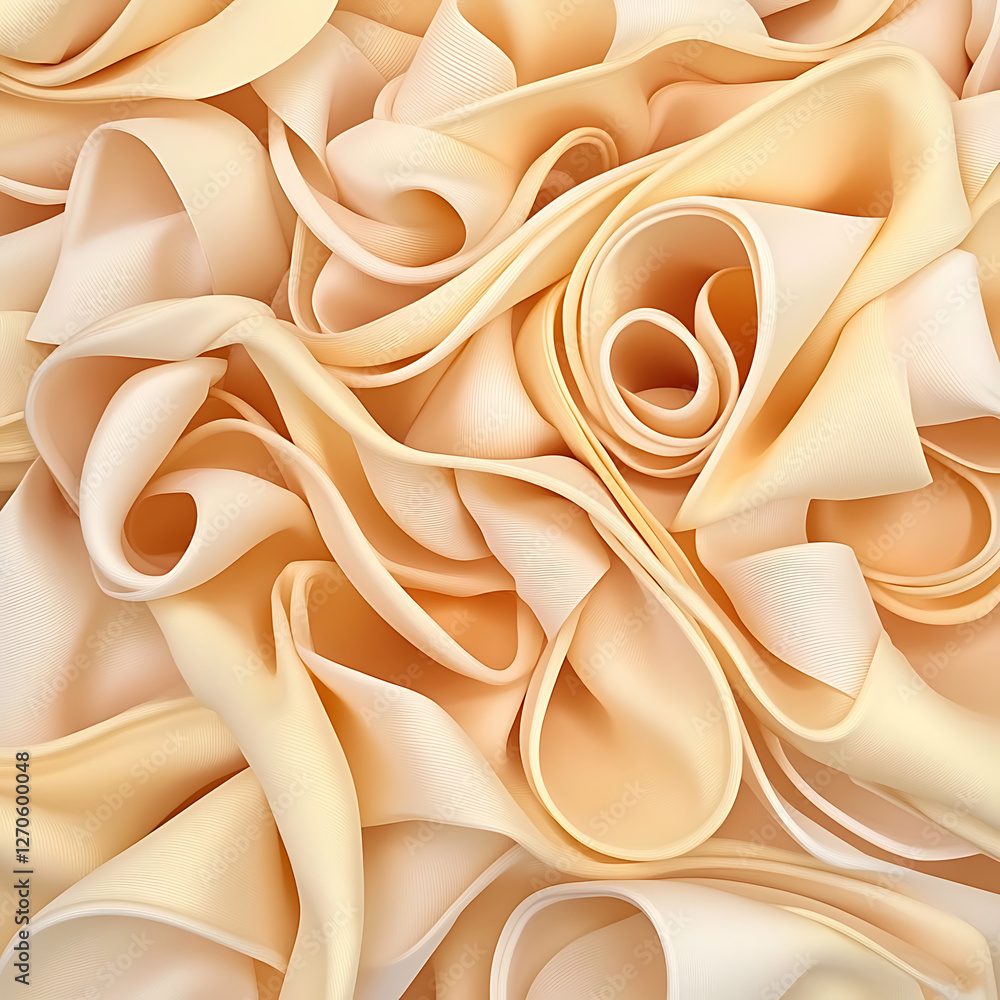 Poster elegant fabric ribbons swirling pattern in cream and beige tones design with abstract texture
