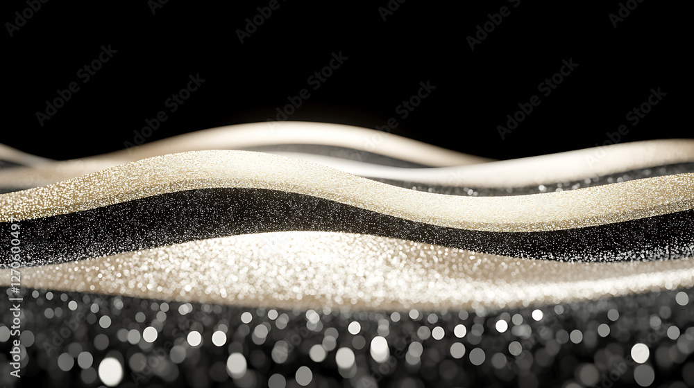 Poster elegant flowing strata of shimmering sands on a dark backdrop creating a textured landscape