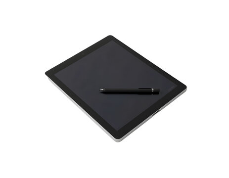 Realistic tablet with pen isolated on transparent background