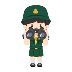 girl scout thai  holding binoculars