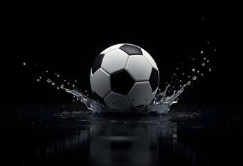Fototapeta premium 3D illustration soccer ball with splashes 