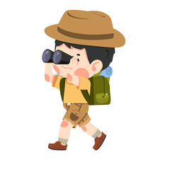 Boy Scout in uniform holding binoculars