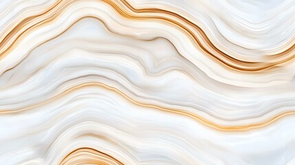 Fototapeta premium The image shows a seamless pattern of white and gold swirling marble texture.