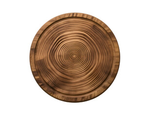 Wooden round plate isolated on transparent background