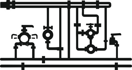 Water supply plumbing icon vector black color white background with only line art 3.eps