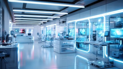 A cutting edge AI driven drug development laboratory showcasing the latest advancements in innovative medicine research and scientific experimentation for pharmaceutical breakthroughs