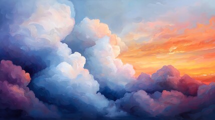 Fototapeta premium Dreamy cloud scene, soft pastel tones and glowing highlights creating an ethereal atmosphere