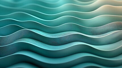 Obraz premium Abstract waves in soothing teal and aqua tones create a serene background for design use