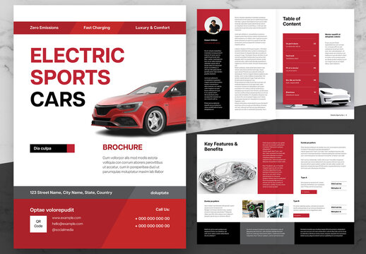 Red And Black Electric Car Brochure