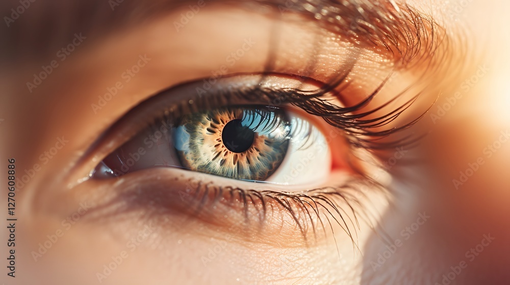 Poster serene silhouette of an eye illuminated by soft glowing morning light creating a peaceful mystical a
