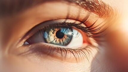 Fototapeta premium Serene silhouette of an eye illuminated by soft glowing morning light creating a peaceful mystical and ethereal visual effect