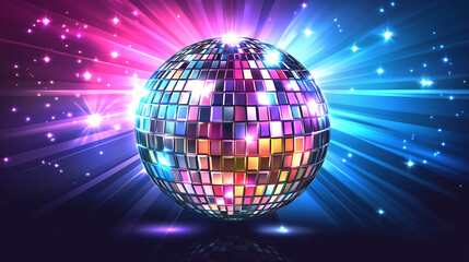 Obraz premium Vibrant disco ball radiating light and energy across the dance floor