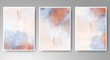 Set of bright colorful vector watercolor background. Design for your date, postcard, banner, logo. 